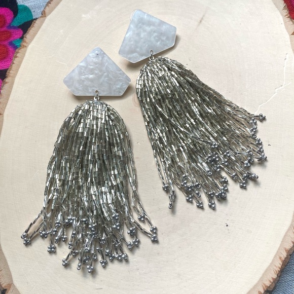 Anthropologie Bead Tassel Statement Earrings - Picture 1 of 13